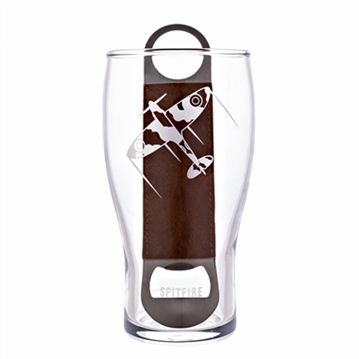 RAF Spitfire Etched Pint Glass & Bottle Opener Set