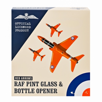 RAF Red Arrows Etched Pint Glass & Bottle Opener Set