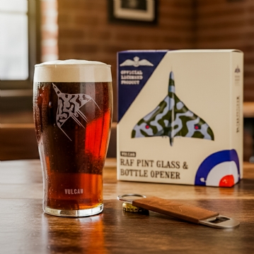 RAF Vulcan Etched Pint Glass & Bottle Opener Set