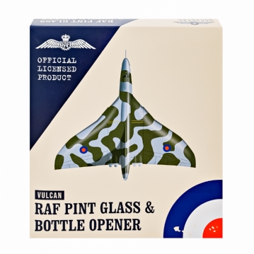 RAF Vulcan Etched Pint Glass & Bottle Opener Set