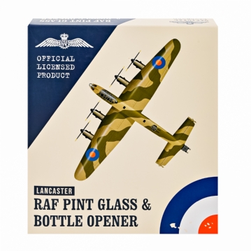 RAF Lancaster Etched Pint Glass & Bottle Opener Set