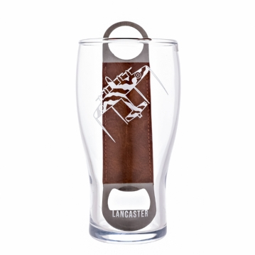 RAF Lancaster Etched Pint Glass & Bottle Opener Set