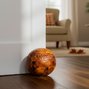 Distressed Faux Leather Football Doorstop