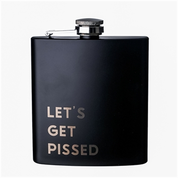 "Let's Get Pissed" Matt Black Hip Flask
