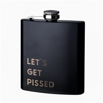 "Let's Get Pissed" Matt Black Hip Flask