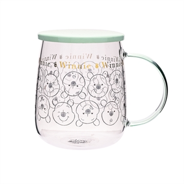 Disney Classic Collectable Winnie the Pooh Glass Mug With Lid