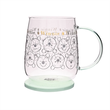 Disney Classic Collectable Winnie the Pooh Glass Mug With Lid