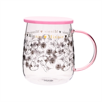 Disney Classic Collectable Minnie Mouse Glass Mug With Lid