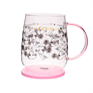 Disney Classic Collectable Minnie Mouse Glass Mug With Lid