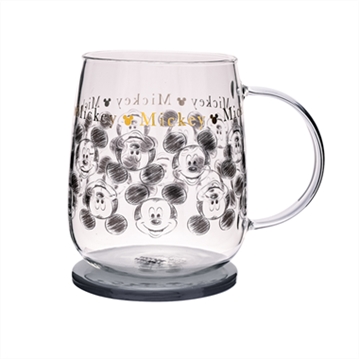 Disney Classic Collectable Mickey Mouse Glass Mug With Lid