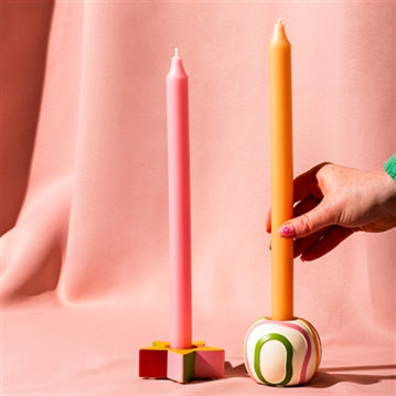 Raspberry Blossom Set of 2 Taper Candle Holders