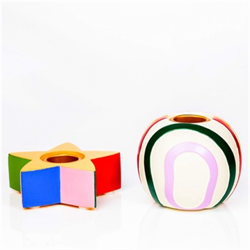 Raspberry Blossom Set of 2 Taper Candle Holders