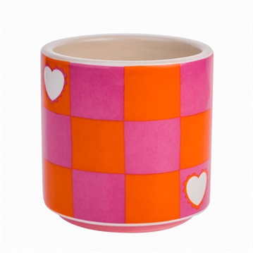 Raspberry Blossom Chequer & Heart Mug
