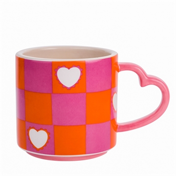 Raspberry Blossom Chequer & Heart Mug