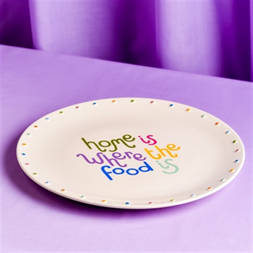 Raspberry Blossom Circle Platter - "Home Is Where The Food Is"