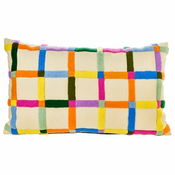 Raspberry Blossom Rectangular Tufted Cotton Patterned Cushion