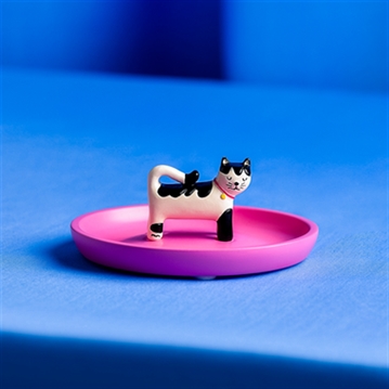 Raspberry Blossom Cat Trinket Dish