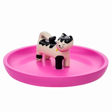 Raspberry Blossom Cat Trinket Dish