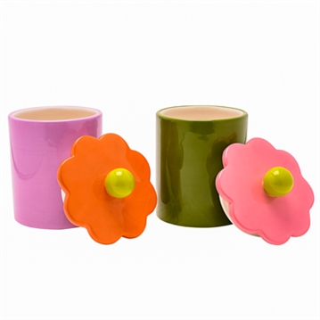 Raspberry Blossom Set of 2 Flower Storage Jars