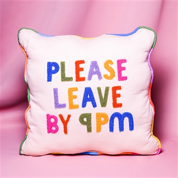 Raspberry Blossom Cushion - "Please Leave By 9"