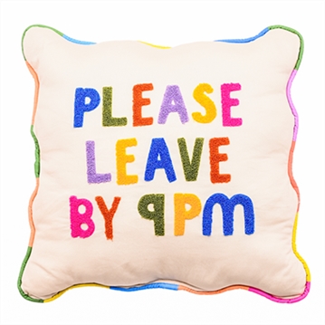 Raspberry Blossom Cushion - "Please Leave By 9"