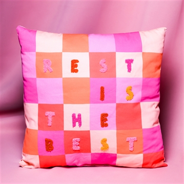 Raspberry Blossom Cushion - "Rest Is The Best"