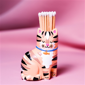 Raspberry Blossom Matchstick Holder - Cat