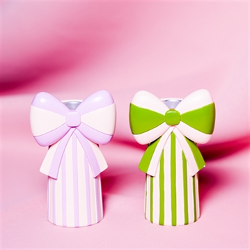 Raspberry Blossom Set of 2 Candlestick Holders with Bow
