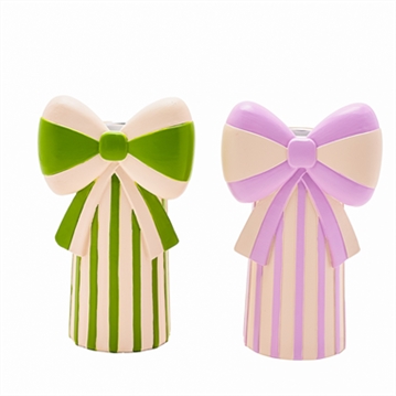 Raspberry Blossom Set of 2 Candlestick Holders with Bow