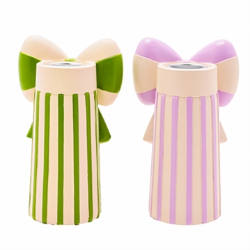 Raspberry Blossom Set of 2 Candlestick Holders with Bow