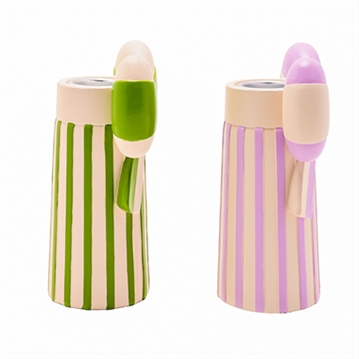 Raspberry Blossom Set of 2 Candlestick Holders with Bow