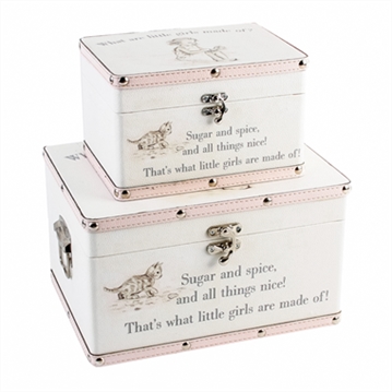 Set of 2 "Little Girls" Storage Boxes
