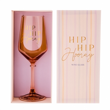 "Hip Hip Hooray" Wine Glass