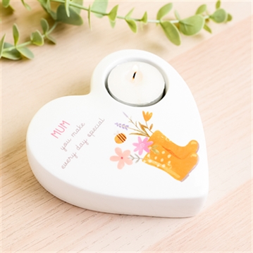 Love Life Ceramic Mum Tea Light Candle Holder