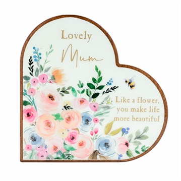 The Cottage Garden Mum Mantel Heart Plaque