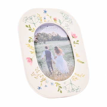 Love Story Oval Ceramic Floral Photo Frame