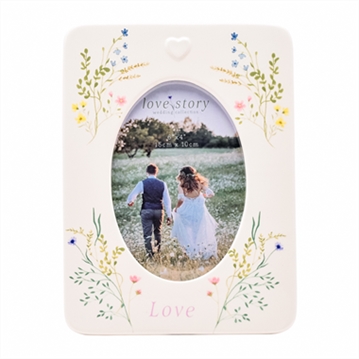 Love Story Ceramic Floral Photo Frame