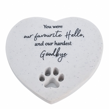 "You Were our Favourite Hello…" Heart Stone Pet Memorial