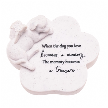 "The Memory Becomes a Treasure" Dog Paw Memorial