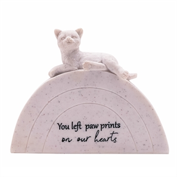 "You Left Pawprints on our Hearts" Cat Memorial Rainbow