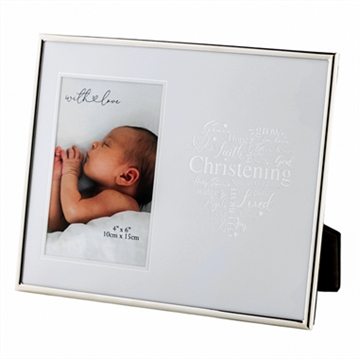 Christening Silver Heart Photo Frame