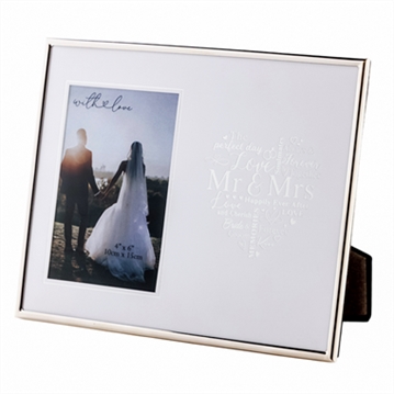 Mr & Mrs Silver Heart Photo Frame