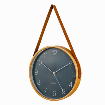 Wooden Wall Clock with Hanging Belt