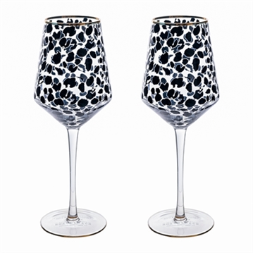 Set of 2 Leopard Print Wine Glasses