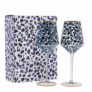 Set of 2 Leopard Print Wine Glasses