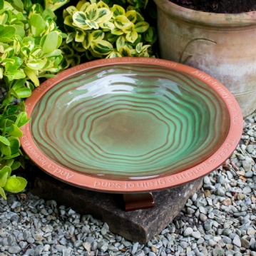 Terracotta Bird Bath with William Blake Quote