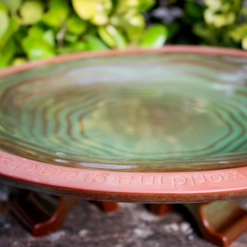 Terracotta Bird Bath with William Blake Quote