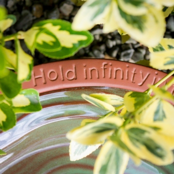 Terracotta Bird Bath with William Blake Quote