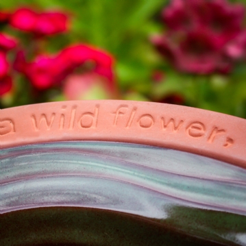 Terracotta Bird Bath with William Blake Quote