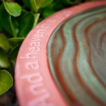Terracotta Bird Bath with William Blake Quote
